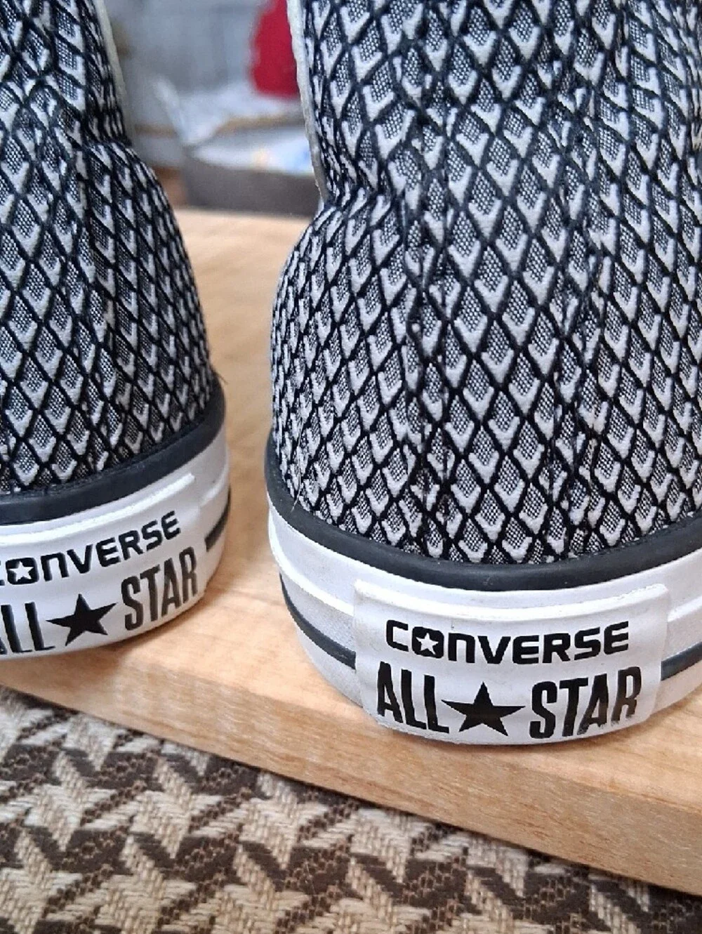 Converse Chuck Taylor All Star High Top Sneakers in Black & White Woven Pattern - Picture 2 of 4